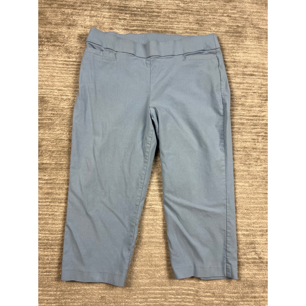 Coral Bay Capri Pants Womens 14 Blue Pull On Straight Leg Stretch Cropped Pant
